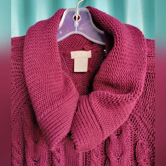 Joe Fresh Burgundy Sweater Long sleeve knit cowl neck buttons Small - Picture 2 of 12
